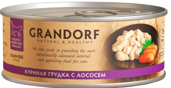 Консервы Grandorf для кошек &quot;куриная грудка с лососем&quot; 70 г