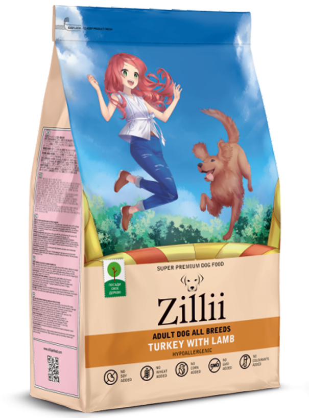 Корм ZILLII Adult Dog для взрослых собак Индейка с Ягнёнком