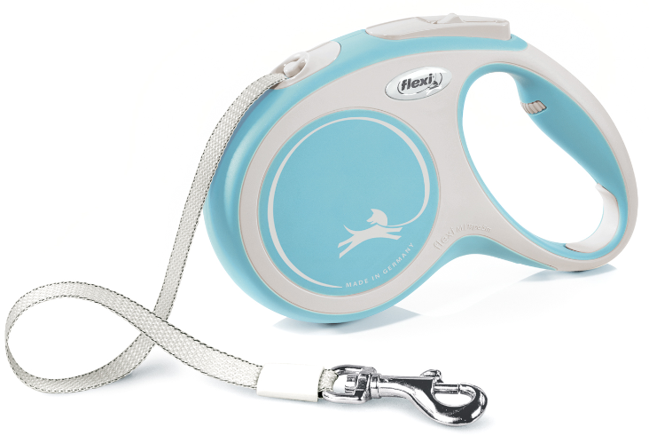 flexi рулетка NEW LINE Comfort M (до 25 кг) лента 5 м серый/голубой
