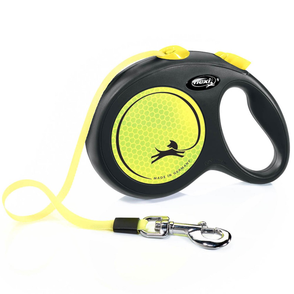 Рулетка Flexi New Neon Classic L (до 50 кг) лента 5 м, светоотражающая, желтый неон