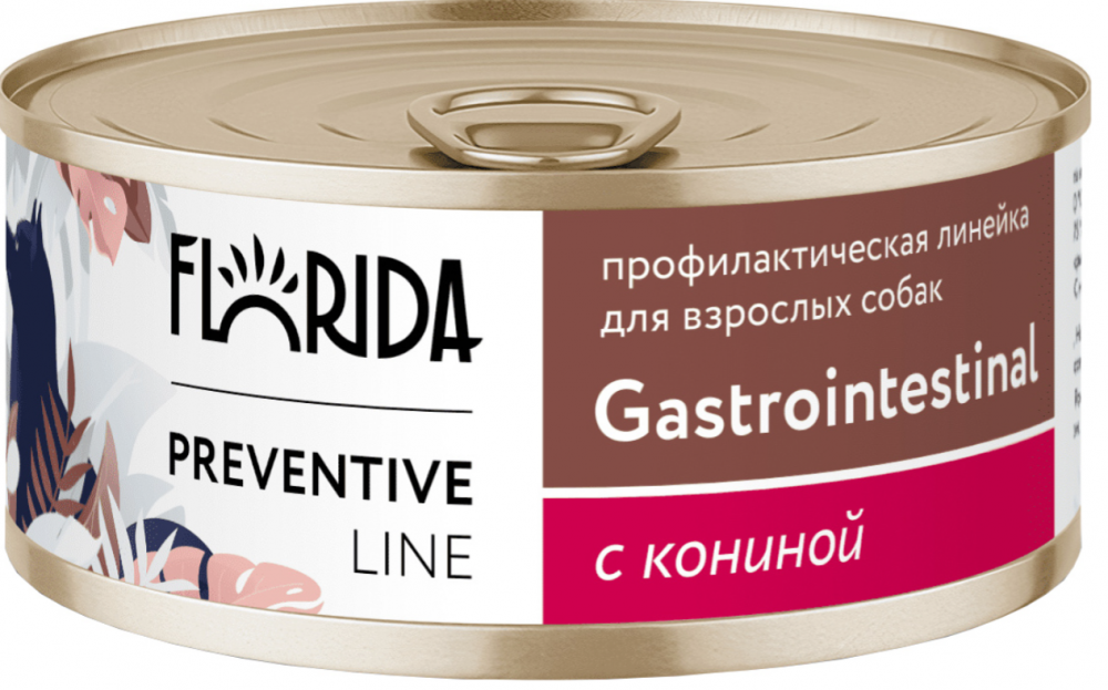 Корм Florida Preventive Line Gastrointestinal (консерв.) для собак, для здоровья ЖКТ, с кониной, 340 г