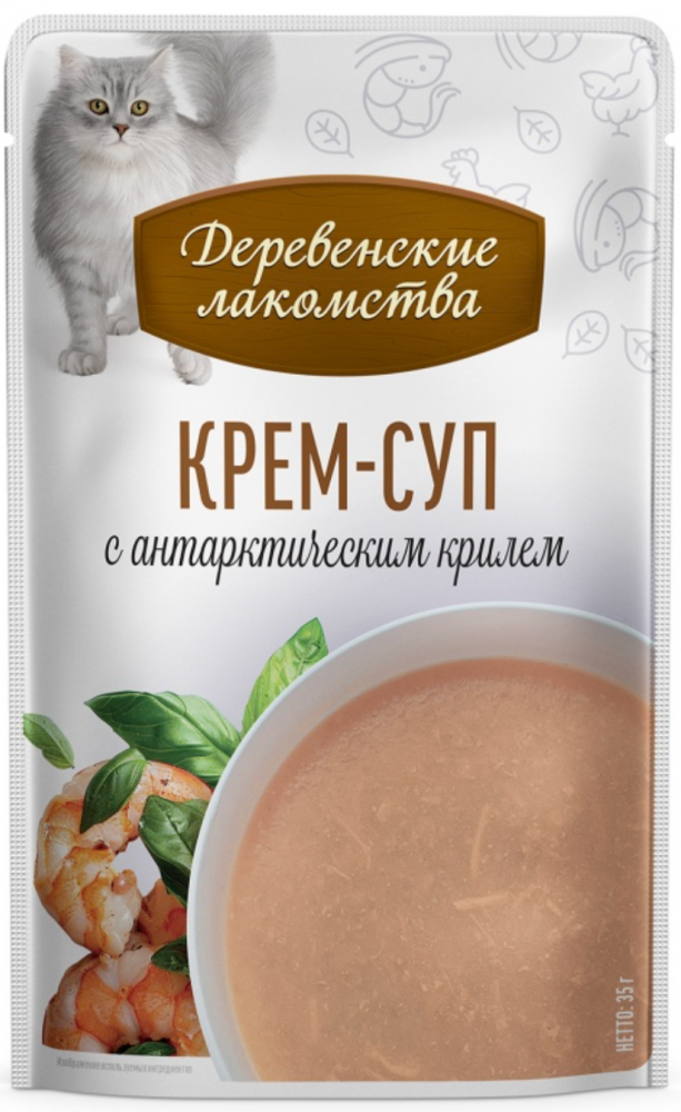 НАБОР Деревенские лакомства с Антарктическим крилем : СУП 4*35 г для кошек