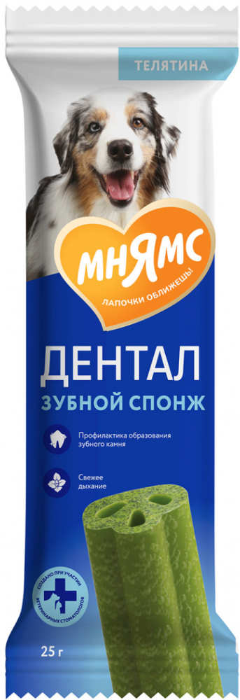 Мнямс DENTAL лакомство для собак "Зубные спонжи" с эвкалиптом 25г