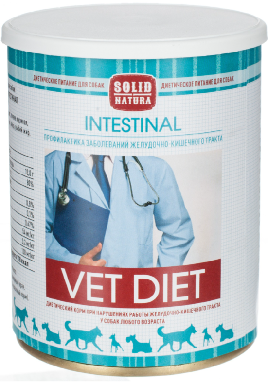 Корм Solid Natura Vet Diet Intestinal (консерв.) для собак, профилактика заболеваний ЖКТ 100 г