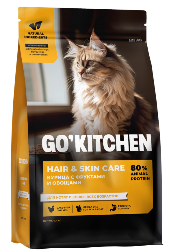 GO'KITCHEN для котят и кошек, со свежей курицей, фруктами и овощами