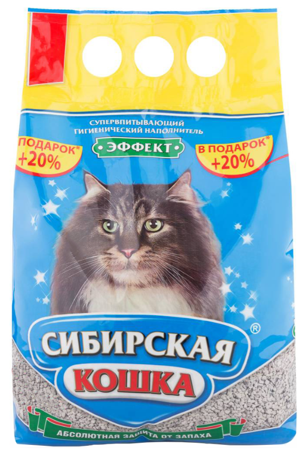 Наполнитель Сибирская кошка Эффект, супервпитывающий, 3 л, 1.7 кг
