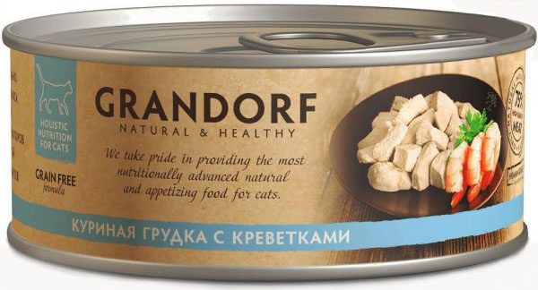 Консервы Grandorf для кошек &quot;Куриная грудка с креветками&quot; 70 г