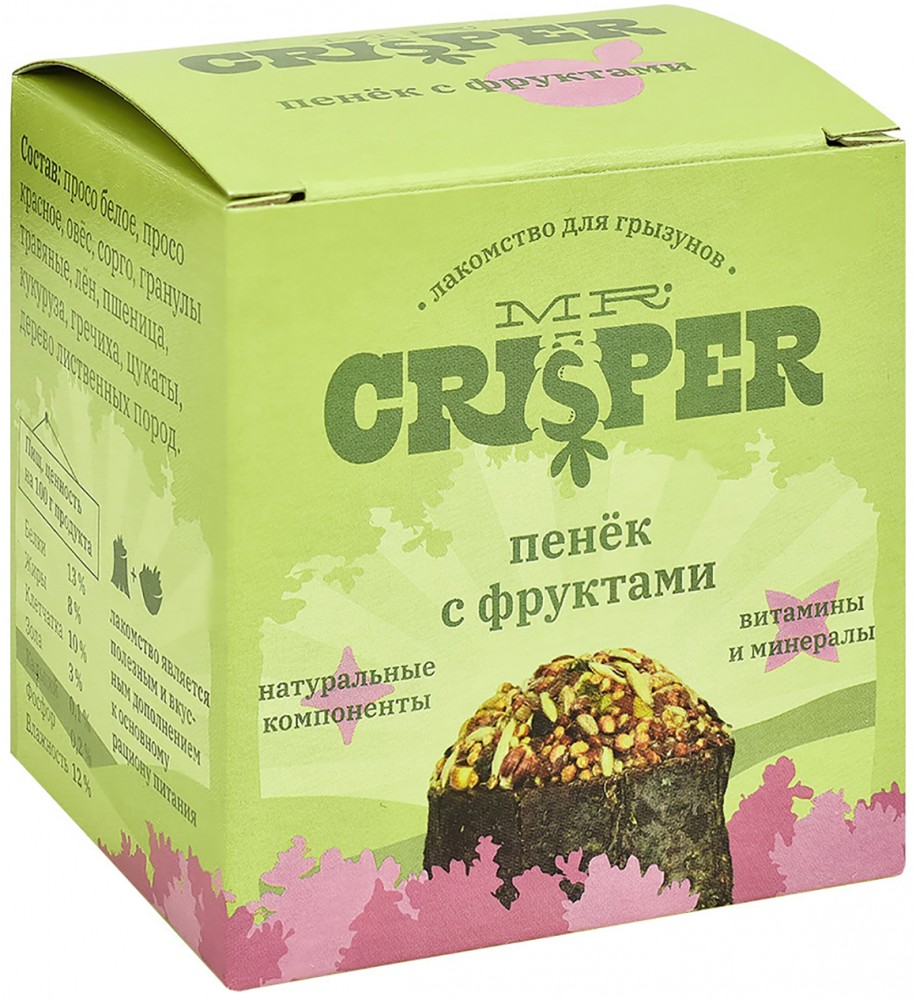 MR.Crisper Лакомство для грызунов, пенек с фруктами, 80 г