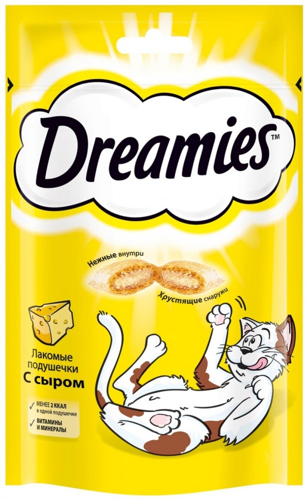 Лакомство для кошек Dreamies лакомые подушечки с сыром 60 г
