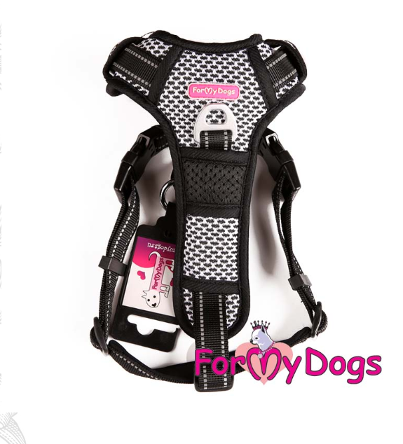 Шлейка ForMyDogs черно/серая (L)