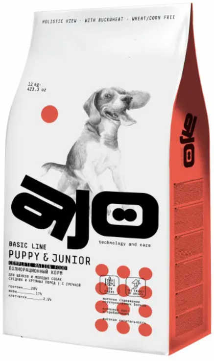 Корм Айо для ЩЕНКОВ и молодых собак с ИНДЕЙКА гречка соб