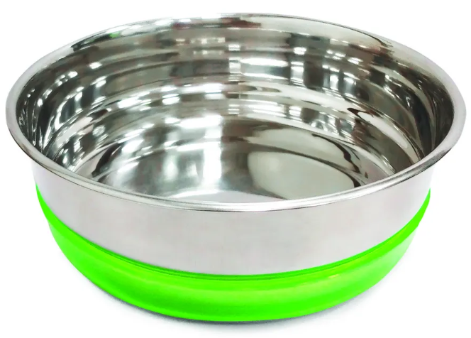 Миска Триол металлическая с салатовой резинкой, 300 мл