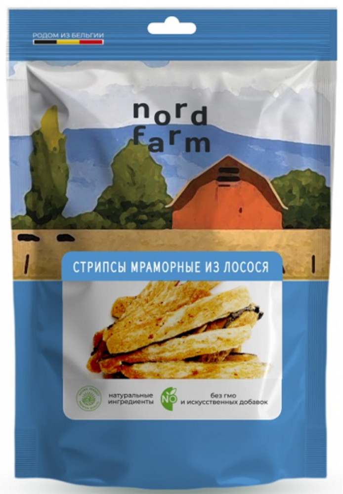 Лакомство Nord Farm Стрипсы из мраморной лосося 90 гр для собак