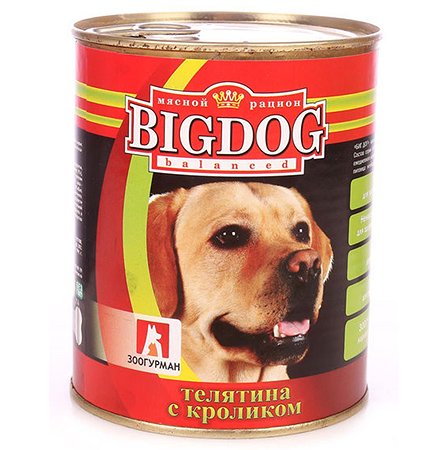 Консервы для собак Зоогурман &quot;BIG DOG&quot; телятина с кроликом 850 г