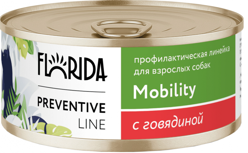 Корм Florida Preventive Line Mobility (консерв.) для собак, для профилактики болезней опорно-двигательного аппарата, с говядиной, 100 г