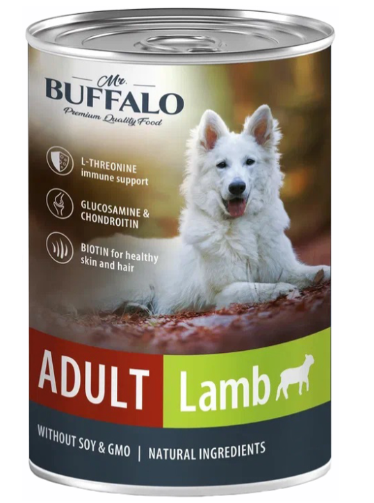Корм Mr. Buffalo Lamb (консерв.) для собак, с ягненком, 400г