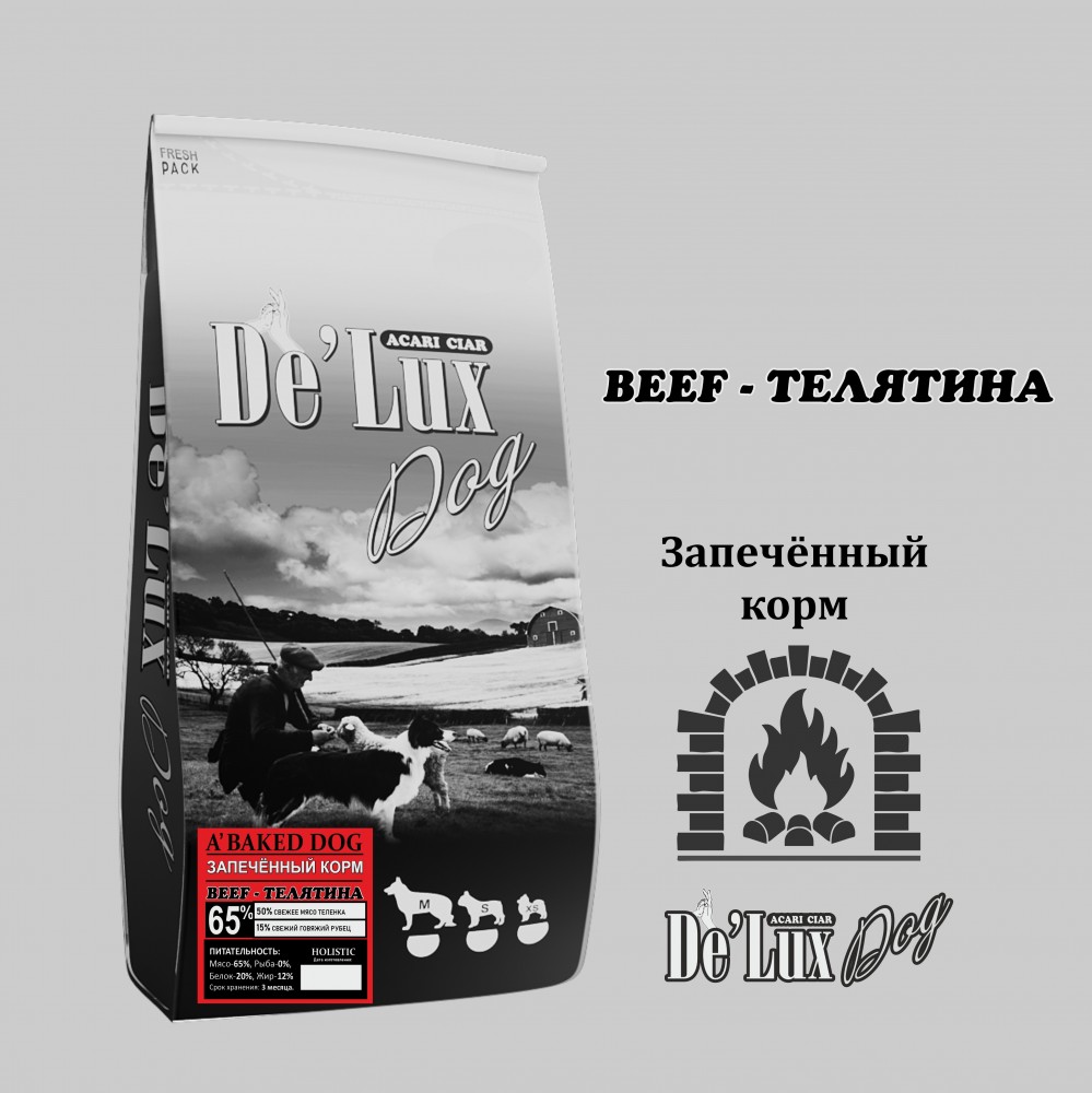 Acari ciar - корм для собак A’Baked DOG BEEF Holistiс запеченный средних и крупных пород с телятиной 3,2 кг