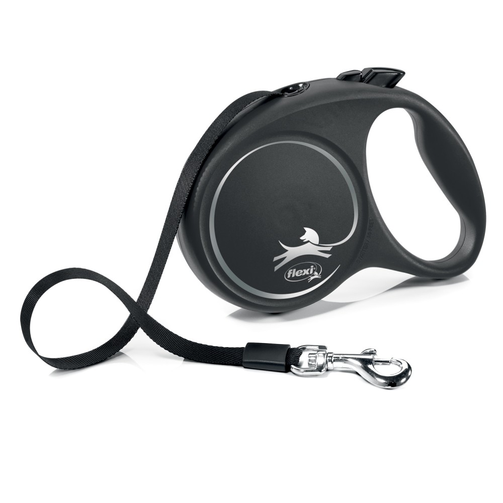 Рулетка Flexi Black Design L (до 50 кг) 5 м лента черный/серебро
