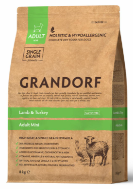 Корм Grandorf Lamb & Turkey Mini Holistic для собак малых пород, ягненок с индейкой