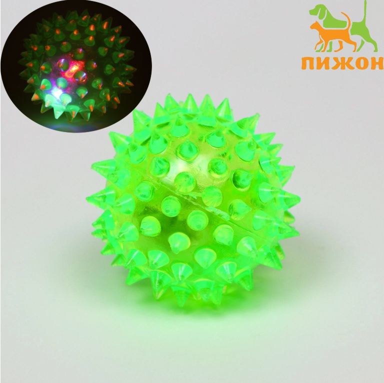 Мяч для собак средний, 5.5 см, светящийся, TPR, средний