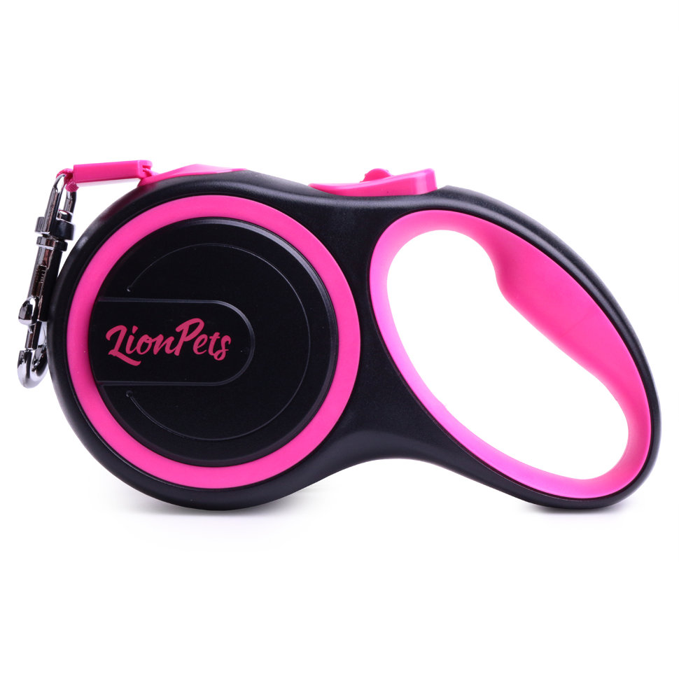 Поводок-рулетка LionPets (Чёрно-розовый) PR8805-8 (Размер S длина 3 м)