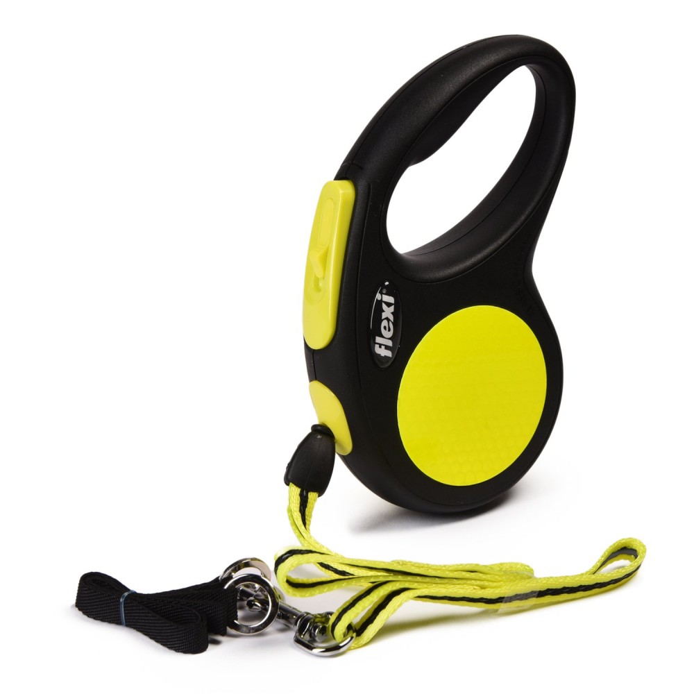 flexi рулетка Neon New S (до 12 кг) трос 5 м, светоотражающая, желтый неон