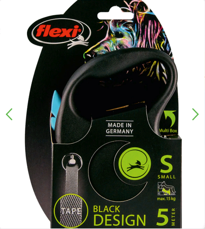 flexi рулетка Black Design S (до 15 кг) 5 м лента черный/синий