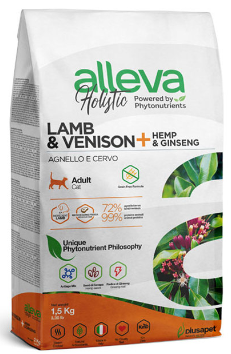 Корм Alleva Holistic Cat Adult Lamb & Venison для кошек, ягненок, оленина, конопля и женьшень