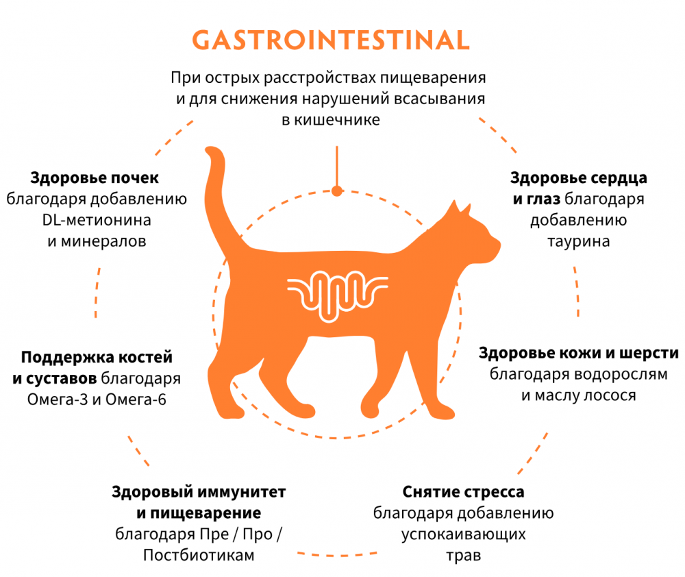 Корм Grandorf VET GASTROINTESTINAL разработанный для снижения абсорбционных расстройств кишечника для кошекn
