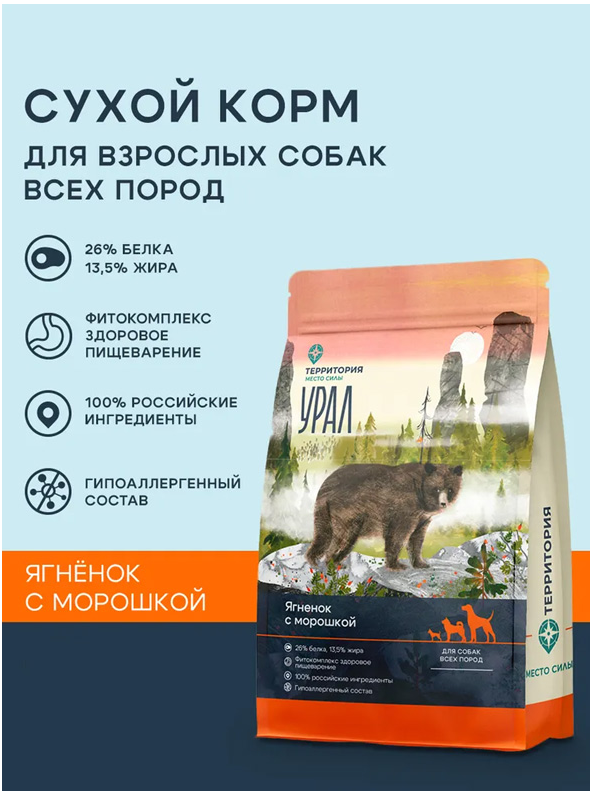 Корм Территория Урал для собак, ягнёнок с морошкой