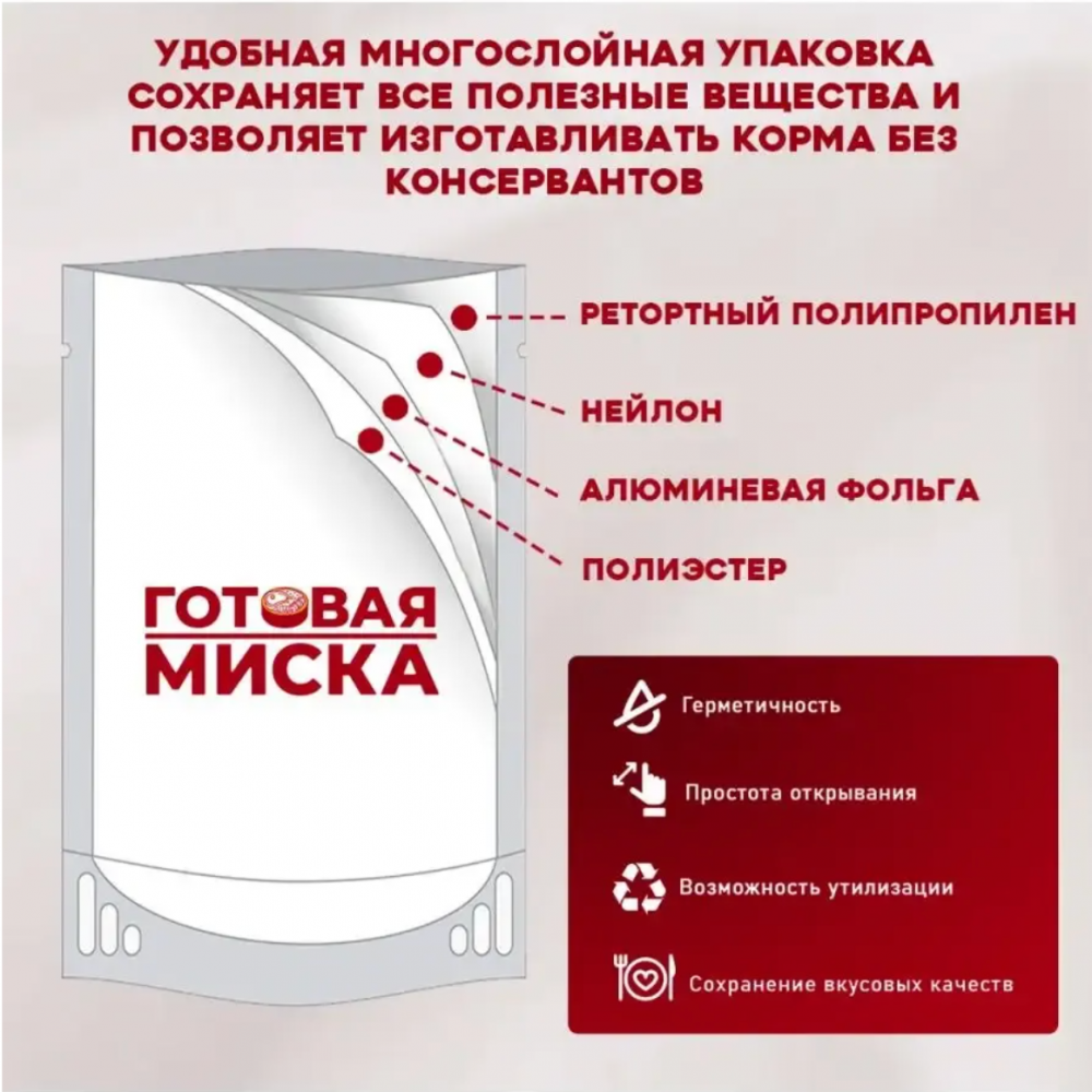 Корм Готовая Миска Говядина полнорационный для собак 300 г