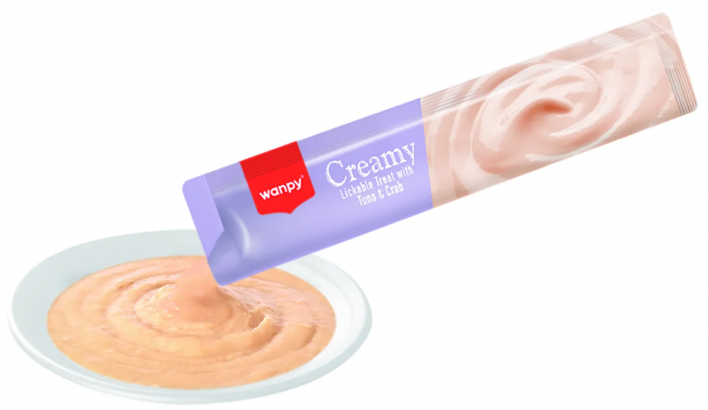 Wanpy Cat Лакомство для кошек "нежное пюре" из тунца и краба 25 шт х14 г