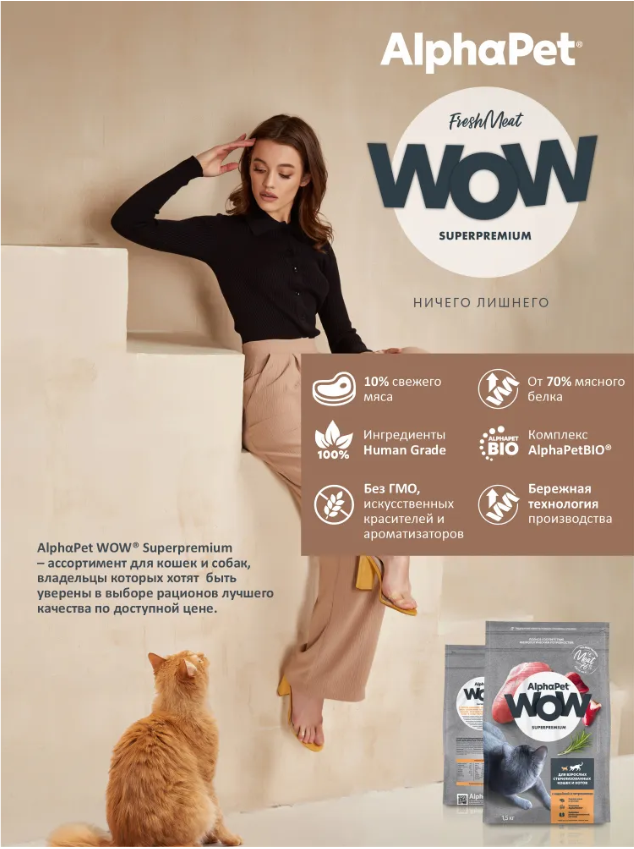 Сухой корм Alphapet WOW Superpremium с индейкой и потрошками  для стерилизованных кошек